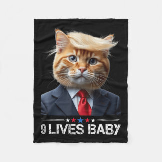 Cat Trump 9 Lives Baby _2 Fleece Blanket