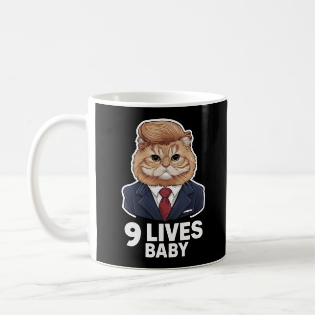Cat Trump 9 Lives Baby Coffee Mug (Left)
