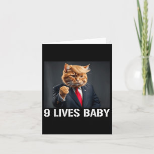 Cat Trump 9 Lives Baby Funny Cat With Trump Hair Card