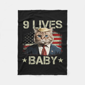 Cat Trump 9 Lives Baby Funny Trump Cat 9 Lives Fleece Blanket