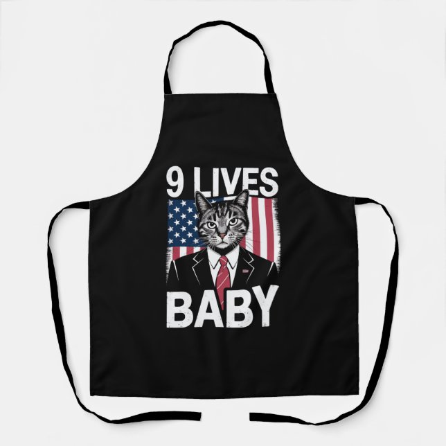 Cat Trump 9 Lives Baby Funny Trump Cat Apron (Front)