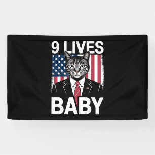 Cat Trump 9 Lives Baby Funny Trump Cat Banner