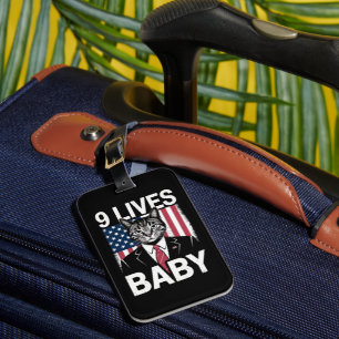 Cat Trump 9 Lives Baby Funny Trump Cat Luggage Tag