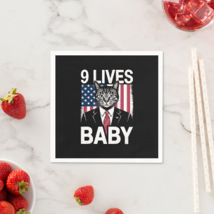 Cat Trump 9 Lives Baby Funny Trump Cat Napkin