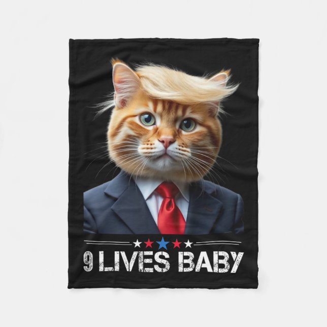 Cat Trump 9 Lives Baby Funny Vote For Trump Cats 2 Fleece Blanket (Front)