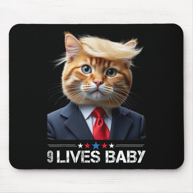 Cat Trump 9 Lives Baby Funny Vote For Trump Cats 2 Mouse Pad (Front)