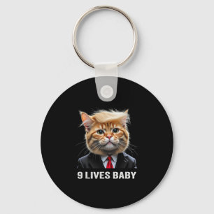Cat Trump 9 Lives Baby Trump 2024 Win Victory Winn Keychain