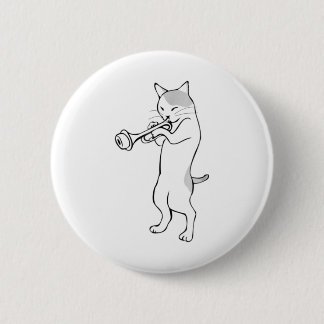 Cat trumpet player straight mute wah wah T-Shirt t 2 Inch Round Button