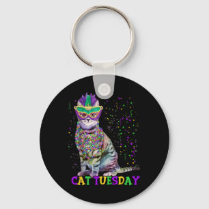 Cat Tuesday Funny Mardi Gras 2025 New Orleans Mens Keychain
