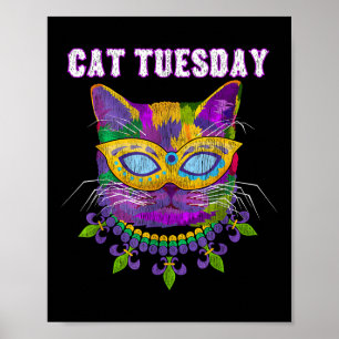Cat Tuesday Funny Mardi Gras New Orleans Mens Wome Poster