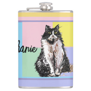 Cat Tuxedo Pastel Cats Womens Pastel Colors Hip Flask