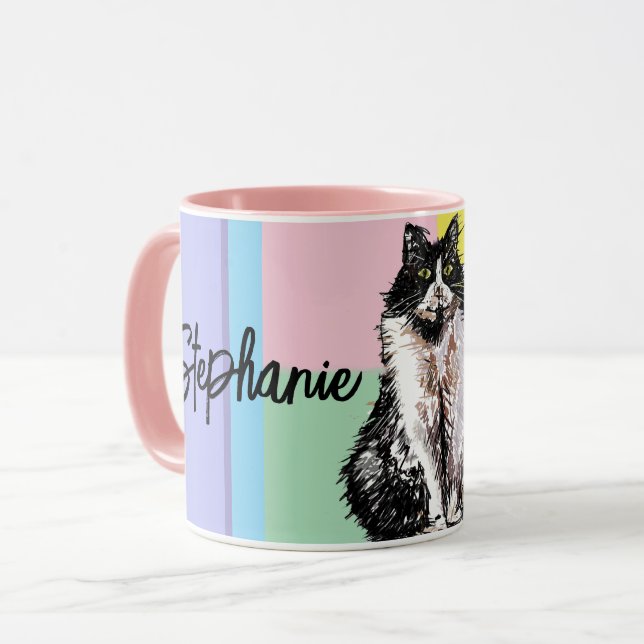 Cat Tuxedo Pastel Cats Womens Pastel Colors Mug (Front Left)