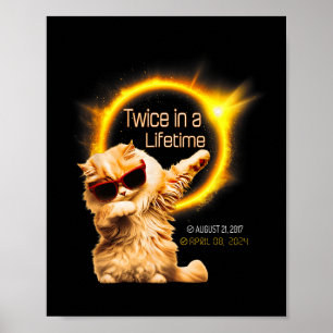 Cat Twice In Lifetime Solar Eclipse April 04.08.24 Poster