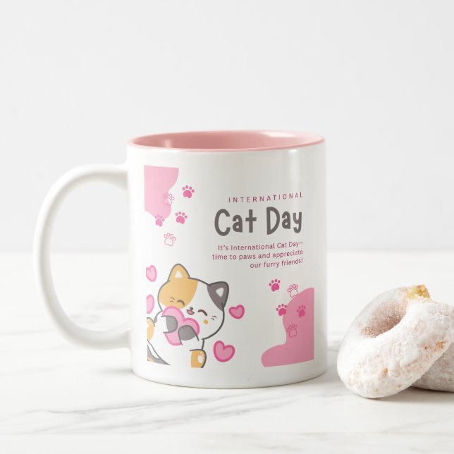 CAT Two-Tone COFFEE MUG (With Donut)