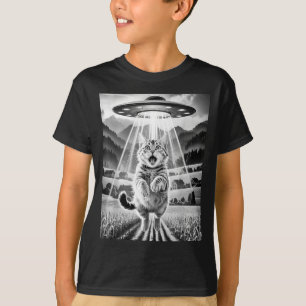 Cat Ufo Alien Abduction Funny Graphic Tees Men Wom