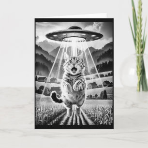 Cat Ufo Alien Abduction Funny Graphic Tees Men Wom Card