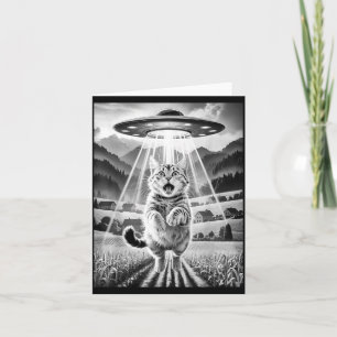 Cat Ufo Alien Abduction Funny Graphic Tees Men Wom Card