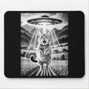 Cat Ufo Alien Abduction Funny Graphic Tees Men Wom Mouse Pad