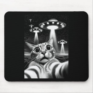 Cat Ufo Funny Invasion Meme Retro Alien Cat Ufo Se Mouse Pad