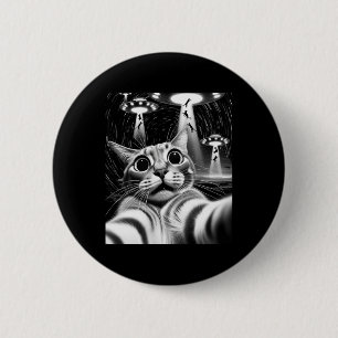 Cat Ufo Invasion _ Funny Cat Meme Retro Alien Cat  2 Inch Round Button