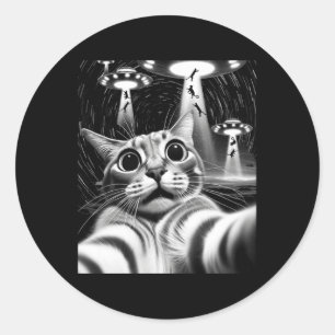 Cat Ufo Invasion _ Funny Cat Meme Retro Alien Cat  Classic Round Sticker