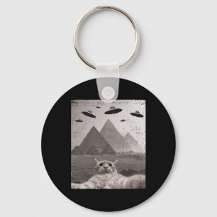 Cat Ufo Meme - Funny Cat Selfie With Ufos  Keychain