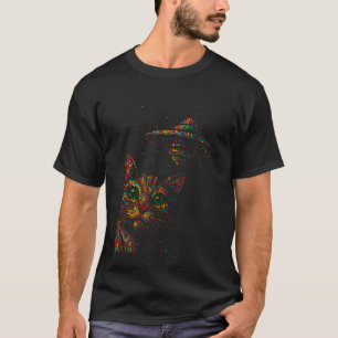 Cat UFO Pointillism Art Kitten Lover Dot Style Art T-Shirt