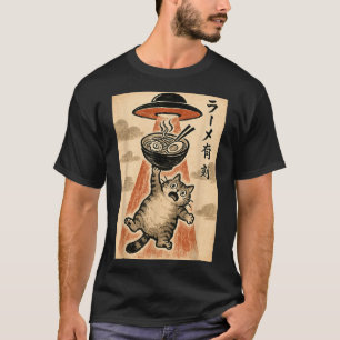 Cat Ufo Ramen Funny Japanese Anime Men Women Teen T-Shirt
