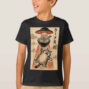 Cat Ufo Ramen Funny Japanese Anime Men Women Teen T-Shirt