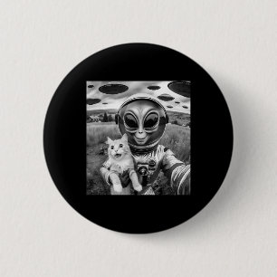 Cat Ufo Selfie Cat Alien Abduction Funny Cat Gifts 2 Inch Round Button