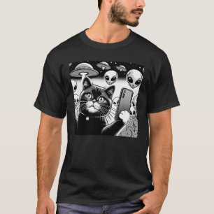 Cat UFO Selfie: Green Alien #2 T-Shirt