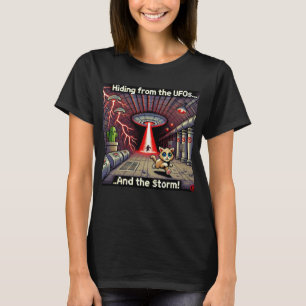 Cat UFO Selfie: Red Planet (women tshirt pixel)