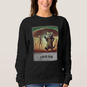 Cat UFO Selfie: Scared Kitty (Woman hoodie) #01 Sweatshirt