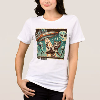 Cat UFO Selfie: Vintage Invasion (Women's T-shirt) Tri-Blend Shirt