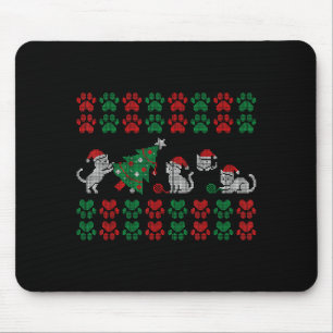 Cat Ugly Sweater Pattern Christmas Knitting Mouse Pad