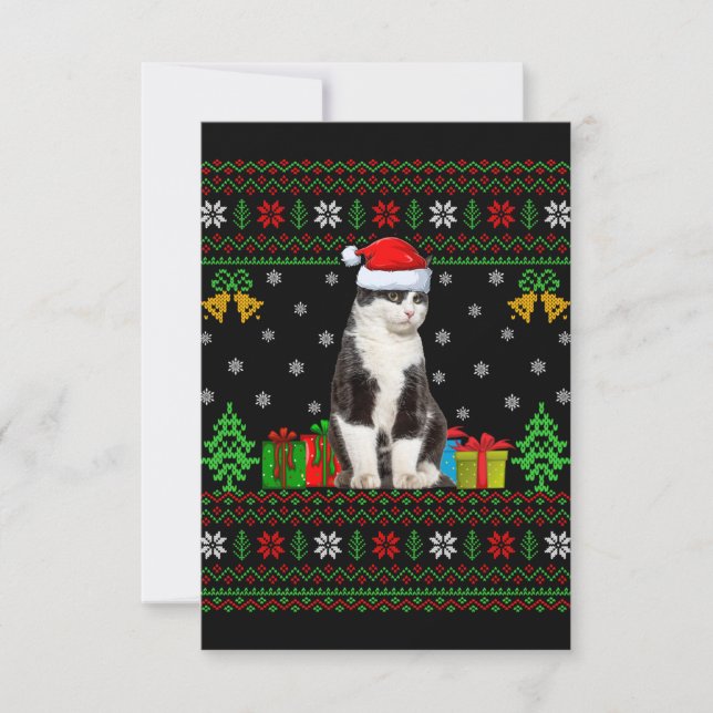 Cat Ugly Xmas Decorations Santa Cat Christmas Thank You Card (Front)
