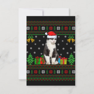 Cat Ugly Xmas Decorations Santa Cat Christmas Thank You Card