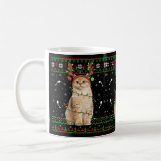 Cat Ugly Xmas Sweater Lighting Santa Cat Christmas Coffee Mug