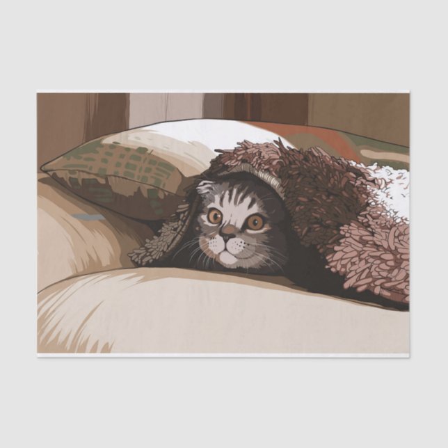 cat under blanket tissue paper (Front)