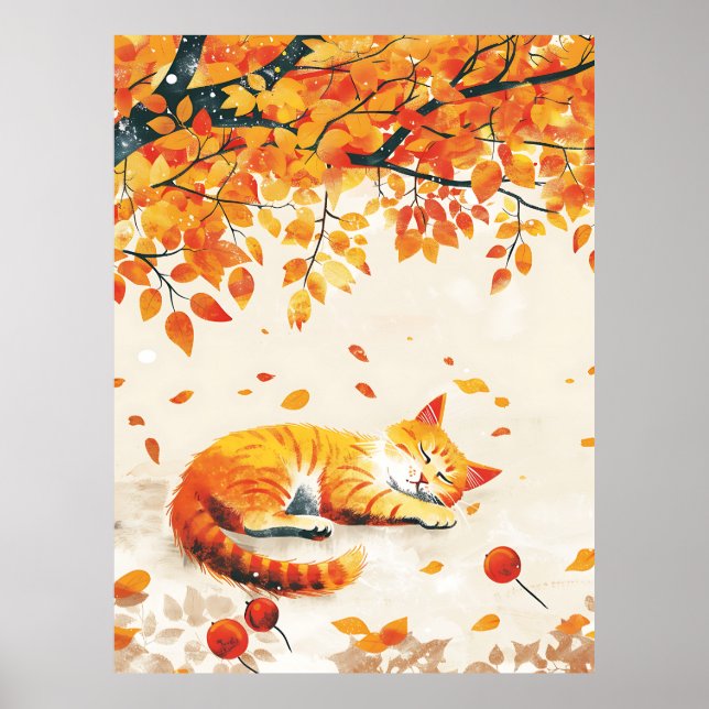 Cat Under Leaves,Cozy Autumn Decor art,Fall Home (Front)