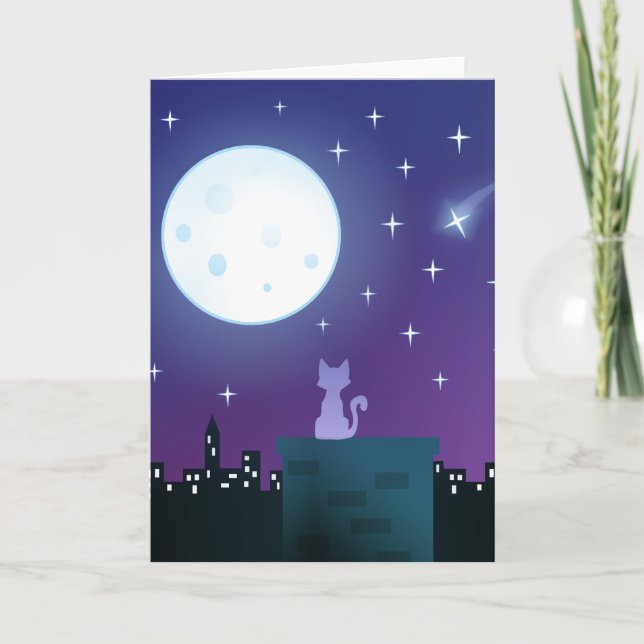 Cat Under the Moonlight Card (Front)