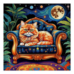 Cat under the stars 5 poster