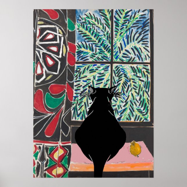 Cat Under Window, after Matisse Poster (Front)