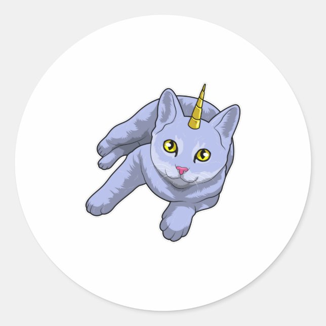 Cat Unicorn Classic Round Sticker (Front)