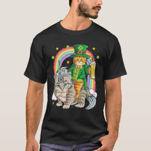 Cat Unicorn Leprechaun St Patricks Day Women Catic T-Shirt