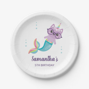 Cat Unicorn Mermaid Under the Sea Birthday Party Paper Plate