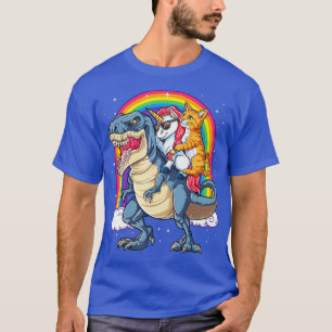 Cat Unicorn Riding Dinosaur T rex Kitten Lover T-Shirt