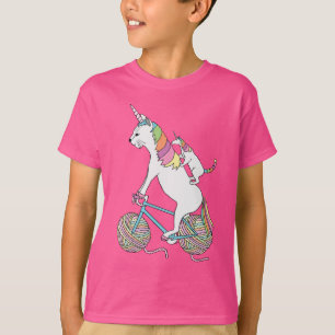 Cat Unicorn Riding Unicorn Cat Who Is Riding  Bike T-Shirt