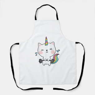Cat Unicorn T Shirt Workout Gym Rainbow Caticorn C Apron