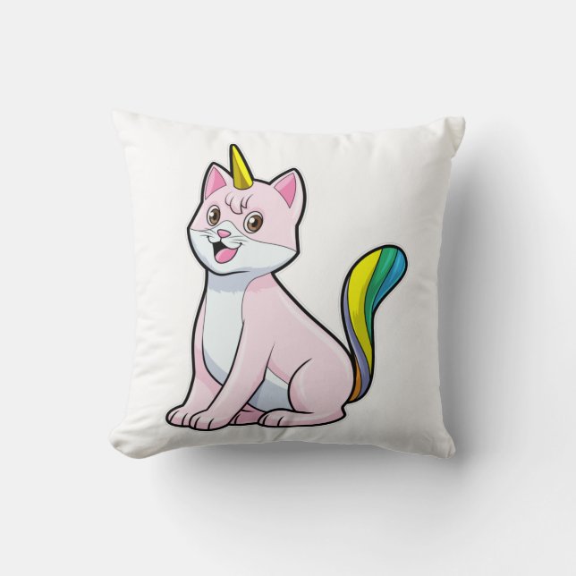 Cat Unicorn Throw Pillow (Front)